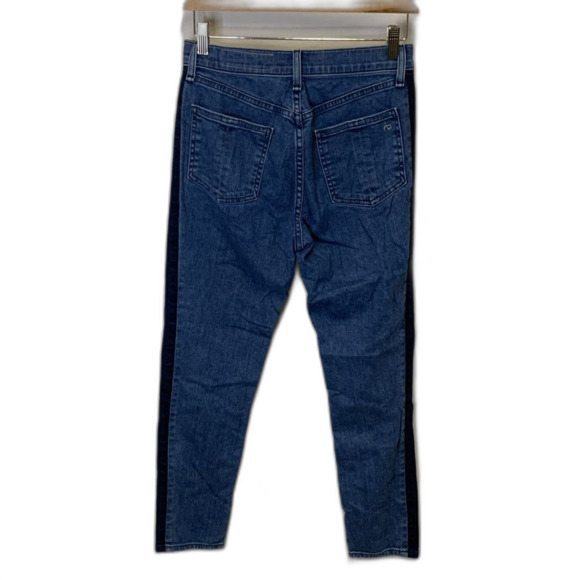 Rag & Bone Mazie Blue High Rise Medium Wash Dark Side Stripe Jeggings Sz 27 - Picture 4 of 13